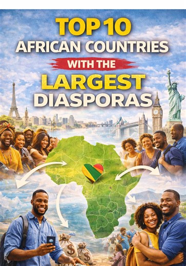 TOP 10 AFRICAN COUNTRIES WITH THE LARGEST DIASPORAS: Across the world, millions of Africans live outside their countries of birth. These diaspora communities play a powerful role in global culture, business, remittances, and international connections. In many cases, migration has been driven by economic opportunities, education, political instability, or historic ties with former colonial powers.