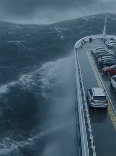 Ferry Boat Battles Massive Storm and Chaos at Sea