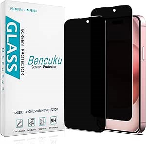 (2 Pack) Privacy Screen Protector for iPhone 15 6.1 Inch Anti Spy Tempered Glass, Anti Scratch, Bubble Free