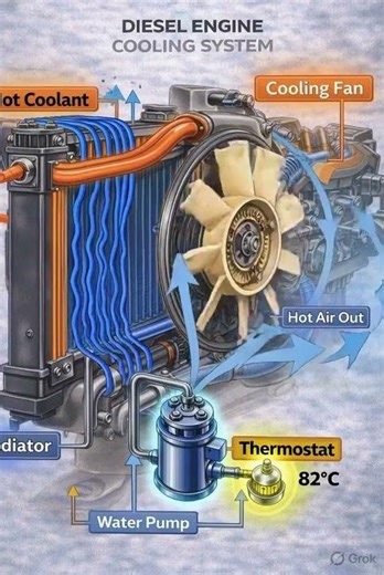 🔧 Main Components of a Diesel Engine Cooling System #automobile #mechanic