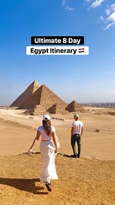 Save the Perfect 8 day Egypt itinerary ✈️ Fly into Cairo and fly straight our of Aswan 2 Days Cairo Stay by Giza for pyramid views Activities Old museum Tahir square Pyramids The Sphinx Khan Al Khalil Bazaar Cairo Citadel Coptic Cairo 3 nights Luxor Stay central east bank Activities Luxor temple Karnak Temple, Valley of the Kings Hot air balloon 2 nights Aswan Nubian Village stay @katadool Activities Nubian market, desert, Philae Temple 1 day Abu Simbel To see the most impressive mountain statue