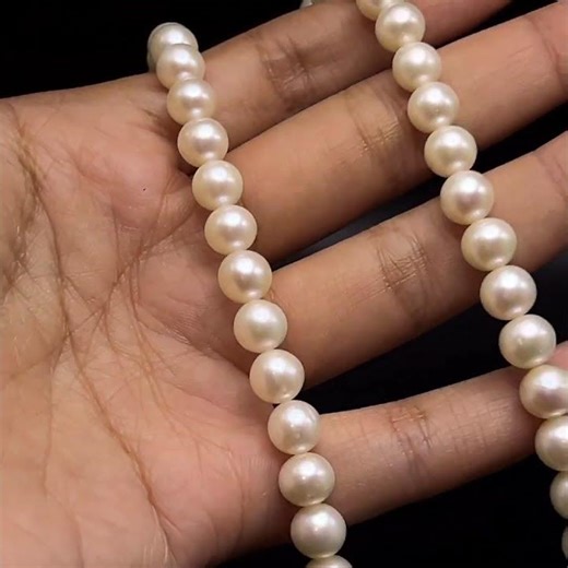 Natural Pearl 7 mm White Color Wedding Necklace Jewelry