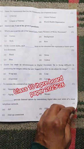 Class 10 information technology pre board paper solution 2025-26 / it pre board paper 2025 solution