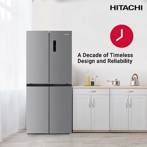 Experience peace of mind with the Hitachi Slim 4 Door Refrigerator’s timeless design and a decade-long warranty on the compressor, ensuring reliability for years to come.​ #Hitachi #HomeAppliances #HitachiHomeAppliances #Refrigerator | Hitachi Home Appliances