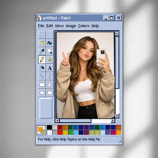 Y2K Window Mirror, Retro Computer Aesthetic Wall Decor, TikTok Room Mirror, MS Paint Style Vanity Mirror