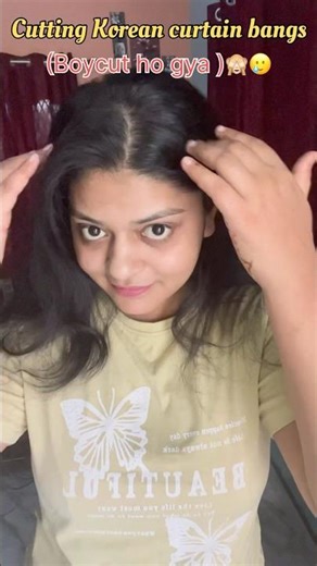 Cutting Korean curtain bangs (boycut ho gya)🙈🥲 #minivlog #shortvideo #explorepage #vlog #shorts