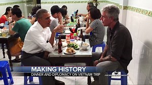 23K views · 667 reactions | MAKING HISTORY: President Barack Obama makes a historic visit to Vietnam as the US lifts the decades-old arms embargo and has a $6 lunch with globe-trotting celebrity chef Anthony Bourdain. | ABC World News Tonight with David Muir | Facebook