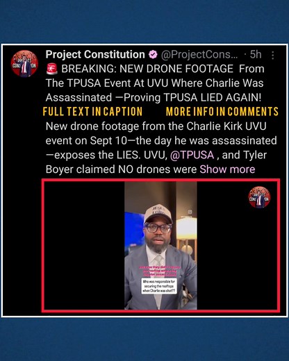 "NEW DRONE FOOTAGE From The TPUSA Event At UVU Where Charlie Was Assassinated —Proving TPUSA LIED AGAIN! New drone footage from the Charlie Kirk UVU event on Sept 10—the day he was assassinated—exposes the LIES. UVU, @TPUSA , and Tyler Boyer claimed NO drones were overhead and their security had none. WRONG. I've been sounding the alarm since Day 1: Dr. Frank Turek CONFIRMED TPUSA had a drone up. He & Charlie reviewed footage en route; Frank warned of too many buildings—Charlie shrugged it off b