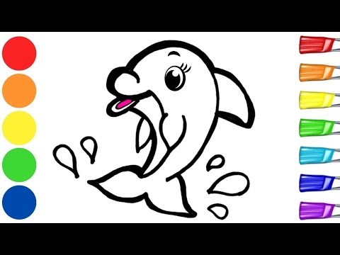 Drawing and Coloring a Cute Dolphin 🐬🌈✨ | Rainbow Fish Drawing | Step by Step Art Tutorial