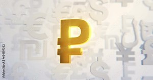 Russian Ruble Currency Loop in a 3D animation