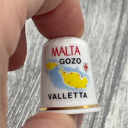 Malta Map Gozo & Valletta Souvenir Thimble – Blue Floral Detail – Vintage Collectible - Etsy