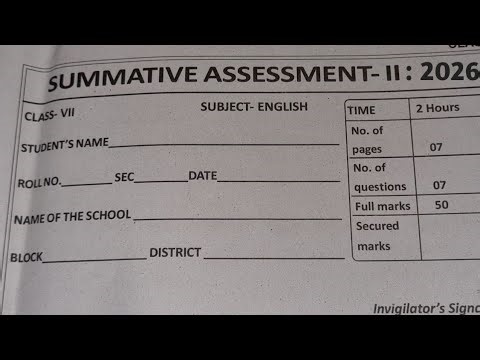 7TH CLASS ANNUAL EXAM 2026 ENGLISH REAL QUESTION// ANNUAL EXAM 2026 CLASS 7 ENGLISH REAL QUESTION