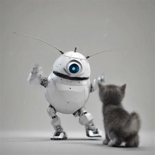 Robot vs Cat 🐱🤖 | Viral Short #Shorts #Funny #Cat #Robot #Viral