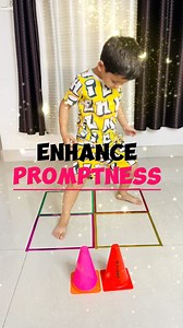 Color Cone Jump Game-A super fun and interactive game where your child jumps into the correct square based on the color of the cone shown! This activity sharpens promptness, boosts concentration, and builds quick decision-making skills—all while having a blast ✔️Benefits: • Enhances promptness and color recognition • Improves attention span and focus • Builds body coordination and agility • Encourages fast thinking and responses #ColorJumpGame #PromptnessSkills #ToddlerActivities #PreschoolLearn