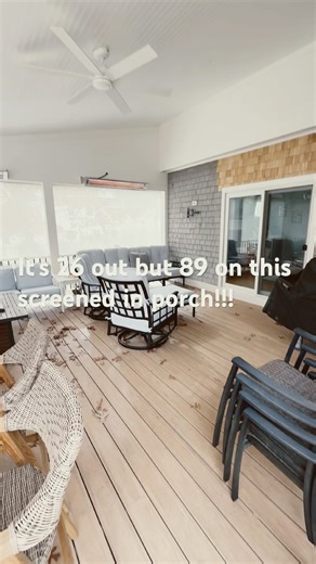 It’s 29° out but on the screened in porch with the infrared heaters, it’s 89, your deck year round ￼