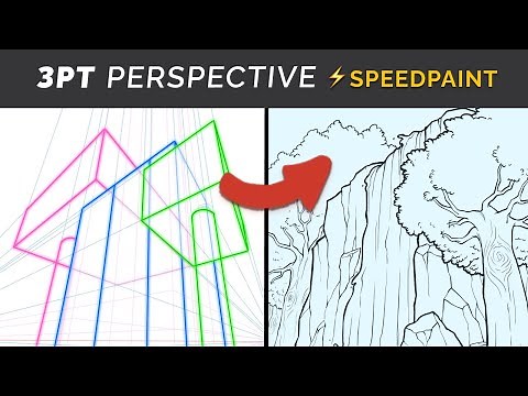 How to Draw 3 Point Perspective: Tips & Speedpaint (Waterfall)