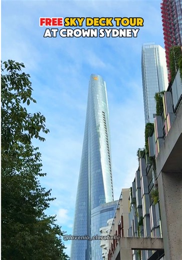 Free Sky Deck Tour at Crown Sydney 🤩🏙️ Did you know you can actually go up to Level 83 of the tallest building in Sydney? 👀 Yes, there’s a FREE guided tour at Crown Sydney Sky Deck and it’s honestly such a hidden gem ✨ You’ll be guided through the experience while learning about the building and its history, then enjoy insane panoramic views of Sydney from above 😍 You can spot iconic landmarks like the Opera House, Harbour Bridge, and Darling Harbour all in one view 🤯🌉 🗓️ Monday – Friday