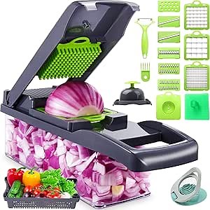 Vegetable Chopper 18-in-1 Veggie Choppers, Food Dicer Onion Chopper Vegetable Cutter Veggie Chopper with Egg Slicer, Food Choppers with Container for Salad Potato Tomato Carrot Garlic