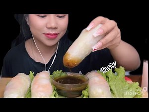 ASMR Mukbang|Giant Spring Rolls Dipped in Peanut Sauce #asmr