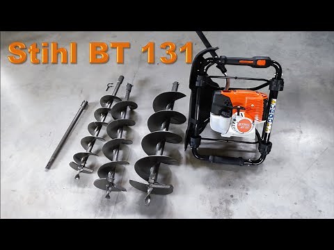 Professional earth auger STIHL BT 131 hole digger unboxing and first start