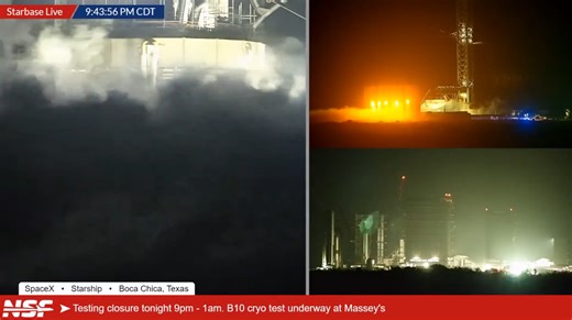 SpaceX继续疯狂赶进度，星舰发射塔和储罐场在做低温测试，同时发射台在对FireX喷水系统做测试。