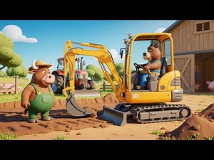 Mini Excavator & Crane Build a New Pig Pen at the Farm | Bull & Bear Fix-It Farm