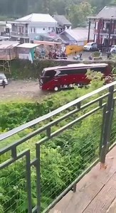 Bus Going Without a Driver And Then Overturning Into The River