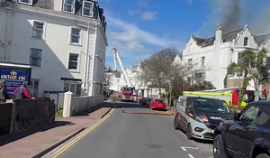 WATCH: Massive Torquay seafront hotel fire sends smoke across promenade