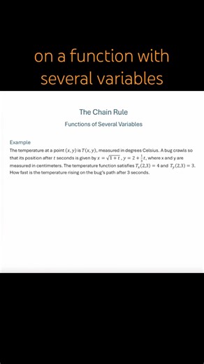 Chain Rule Application Example - Bug on a Hot Plate