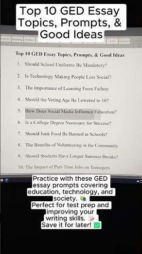 Top 10 GED Essay Topics, Prompts, & Good Ideas