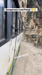 Most dangerous road pangi chamba Himachal Pradesh ⛰️🚎🚎🚎🚎 #travelwithme #trandingreels #hrtc_lover_ #hrtc #bus # | Him.Roadways