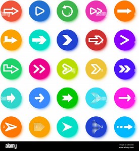 Arrows button. Circle elements with arrow icons, pointer arrow sign for mobile apps, ui and web design vector illustration set. Colorful navigation Stock Vector Image & Art - Alamy