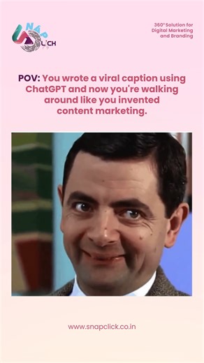 POV: You wrote a viral caption using ChatGPT and now you're walking around like you invented content marketing. . . . . #chatgpt #ai #contentmarketing #memes #marketingmemes #relatable #funny #corporatelife #memesdaily #reels #reelsvideo #trendingnow #reelsfb #fyp #fbreelsviral #reelkarofeelkaro #reelitfeelit #explorepage #Snapclickpvtltd | Snapclick Pvt Ltd.