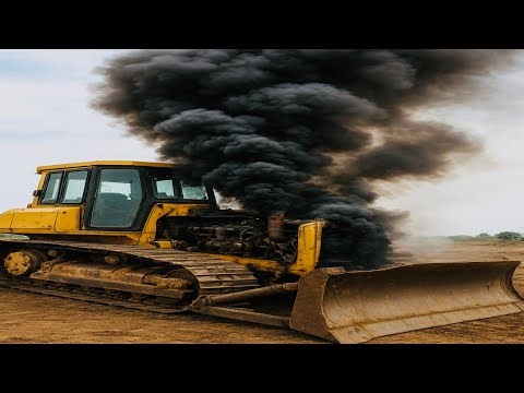 Engine of an Old Dozer Machine Broke down due to carrying heavy weight. Expert mechanic fixed it.