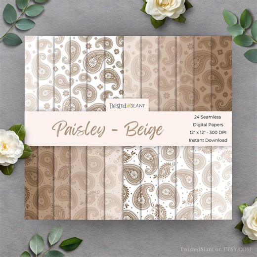 Paisley Seamless Patterns Digital: Paisley Papers (instant Download) - Bandana Pattern | Seamless Papers | Boteh | Beige | PAIS01 - Etsy