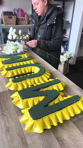 Mum tribute with yellow rose spray and matching pleated ribbon 💛 #florist #flowers #rose #flower