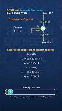 Q point calculation in Emitter Bias BJT Transistor Circuit with beta 100 #Shorts #Electronics #bjt