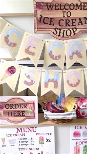 Ice cream shop dramatic play 🍦🍨 #homeschoolingfun #pretendplay #playkitchen #montessoriathome