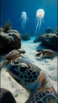 Sea Turtle Hunts a Jellyfish in the Ocean | Camera on Turtle Shows How Sea Turtles Eat Jellyfish