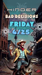 We’re dropping a brand new song called “Bad Decisions” THIS FRIDAY - April 25th. Pre-Save NOW and let’s indulge in making some poor choices! 😈 | Hinder