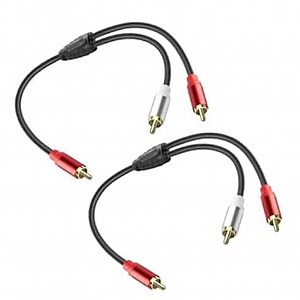 RCA Y Splitter Cable RCA to 2RCA Stereo Audio Subwoofer Cable Male to Male Splitter Audio Cord for Amplifier Speaker Sound TV A udio Connection Cable 24K Gold Plated