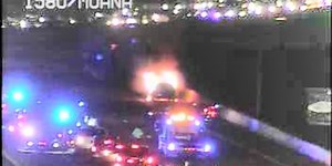 Two-car crash causes vehicle fire on I-580