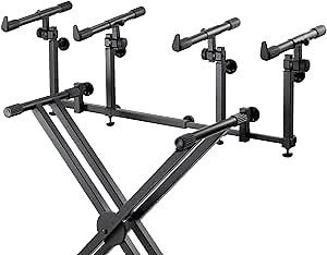 On-Stage KSA8500 Deluxe Keyboard Tier (Multi-Level Keyboard Support for Stacking Digital Pianos, MIDI Controllers, Synthesizers&Organs, Up to 66LBs, Adjustable Arm, Fits X-Style Stands, Black)