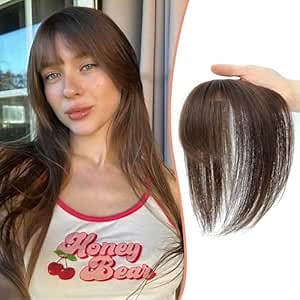 Marjorie Human Hair Topper with Bangs - Chocolate Brown Short Toppers with Clip-In Bangs