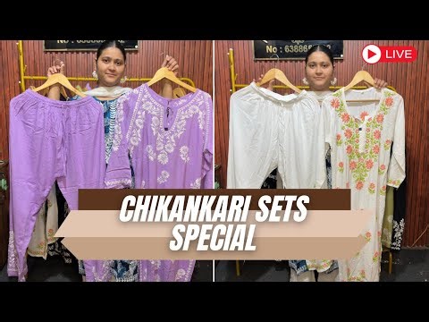 New Chikankari Sets Live | 3 PC Dupatta Set | Rayon Set | Multi Colour Set