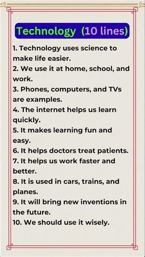 10 lines essay on Technology #short #technology #tech #science #internet #essay #innovation