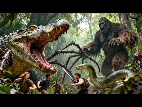 Expedition in primeval forest attacked by mutants, mysterious giant saves them.