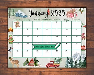 Editable Fillable January 2026 Calendar for Happy New Year, Colorful Printable Month Planner, Winter Classroom Agenda for Kids - Etsy
