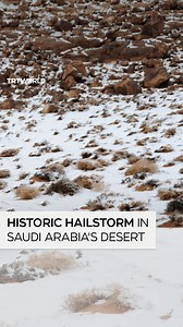 Saudi Arabia's al Jawf region experienced its first-ever recorded hailstorm, with footage capturing snow-blanketed roads and valleys. | TRT World