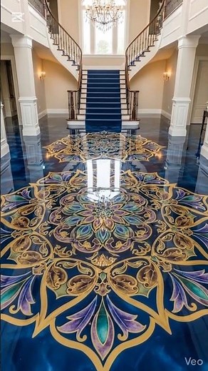 Luxury Grand Foyer Transformation with Stunning Floral Epoxy Floor (Ultra Realistic)
